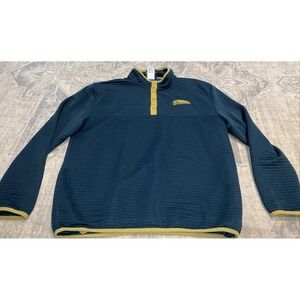 Ducks Unlimited Pullover Jacket 1/4 Button Men's Green Yellow Pockets Sz XL